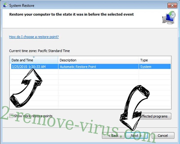 Entfernen .Maql file Ransomware - restore point