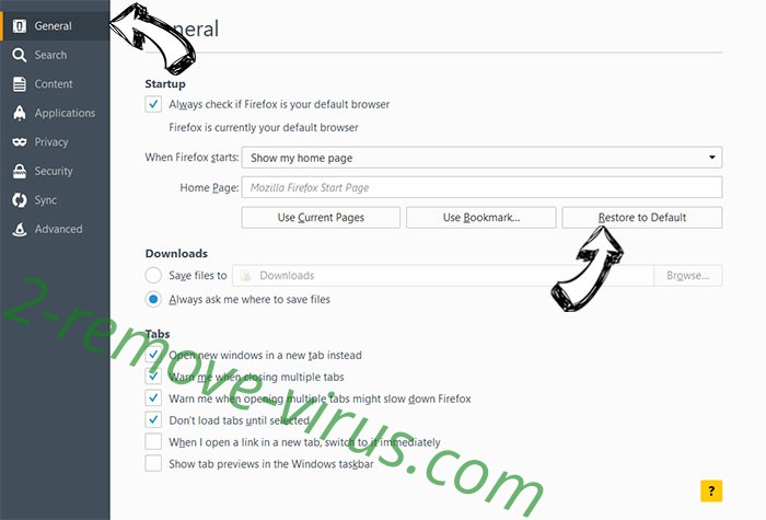 UCBrowser Firefox reset confirm
