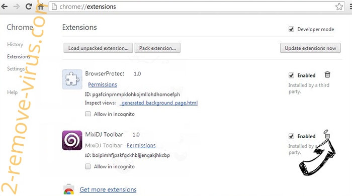 Rimuovere Websrch.co/search Chrome extensions remove