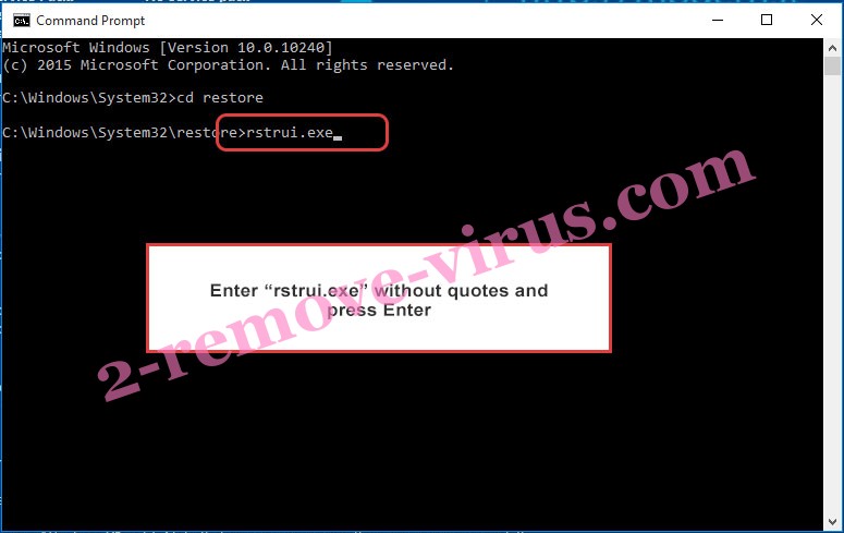 Delete Bozq Ransomware - command prompt restore execute