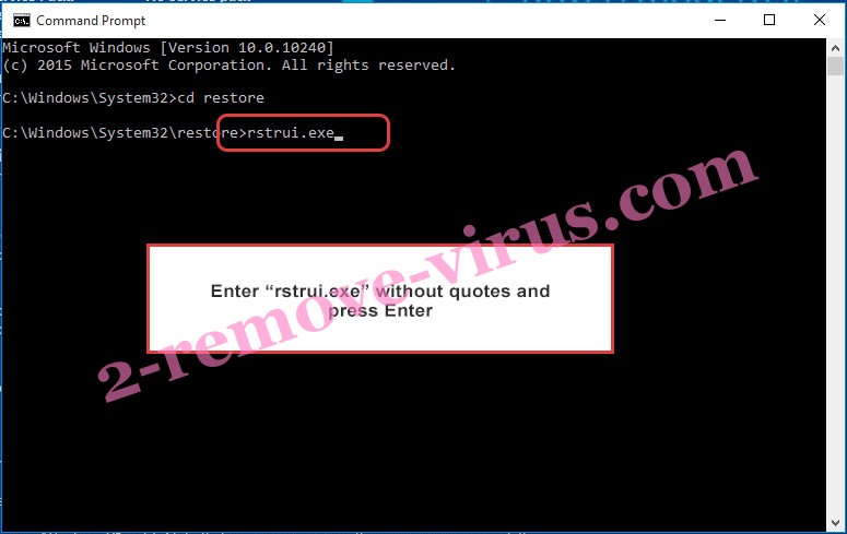 Delete Toec file ransomware - command prompt restore execute