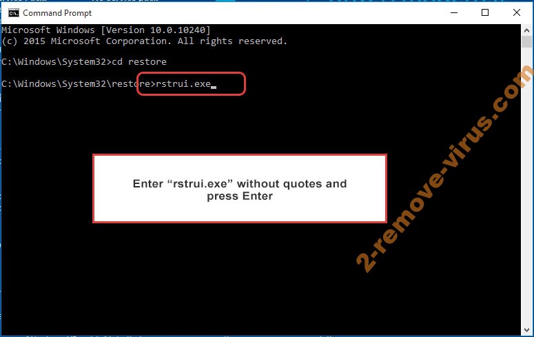 Delete .google Ransomware - command prompt restore execute