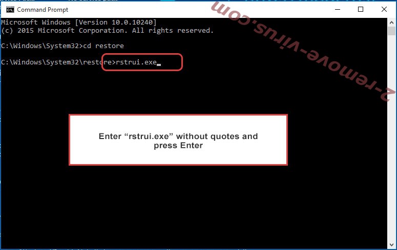 Delete NMoreira Ransomware - command prompt restore execute