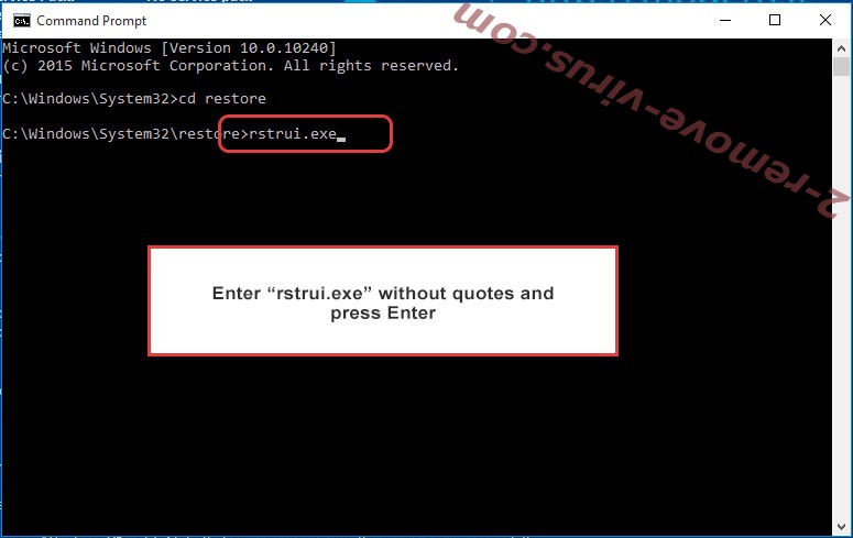 Delete GrujaRSorium Ransomware - command prompt restore execute