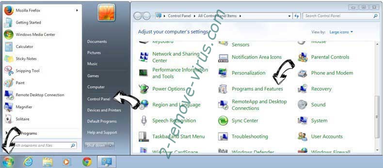 Uninstall Pronto Baron search from Windows 7