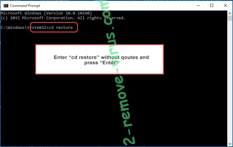 Uninstall .PureLocker file ransomware - command prompt restore