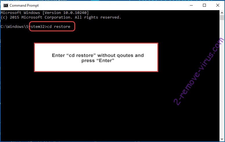 Uninstall ZAHACKED Ransomware - command prompt restore