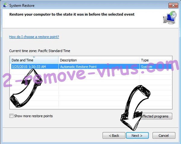 PureLocker extension virus - restore point
