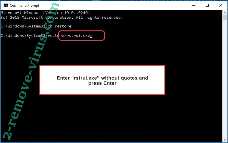 Delete Mppn ransomware - command prompt restore execute