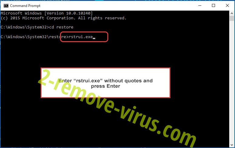 Delete RETIS Ransomware - command prompt restore execute