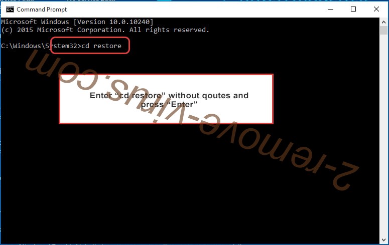 Uninstall .DMR64 file ransomware - command prompt restore