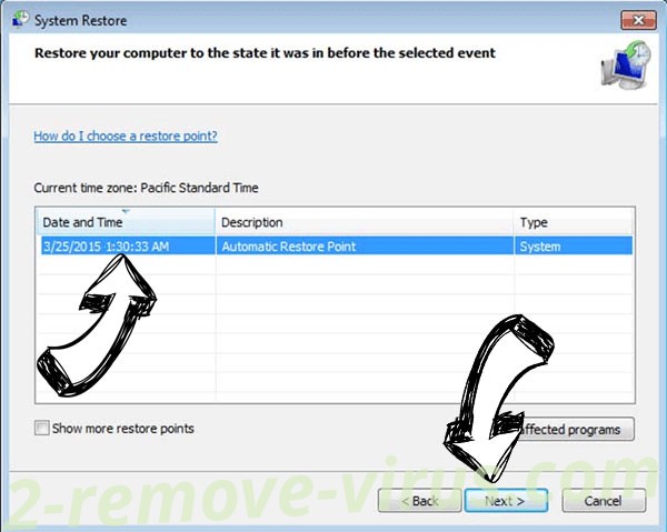 .RedRum extension ransomware - restore point