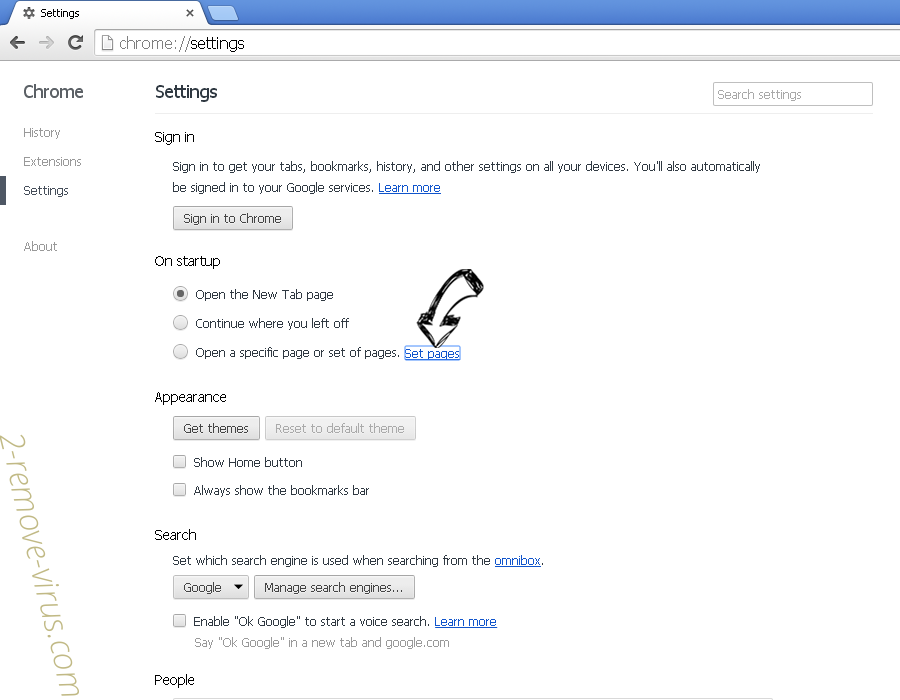 New Tab Search Chrome settings