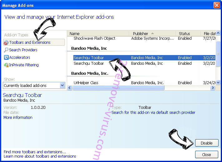Windows Has Been Shutdown Scam IE toolbars and extensions