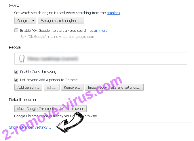 Webdigger.net virus Chrome settings more