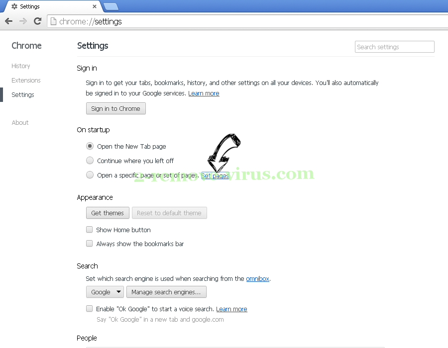 Chromesearch.info Chrome settings