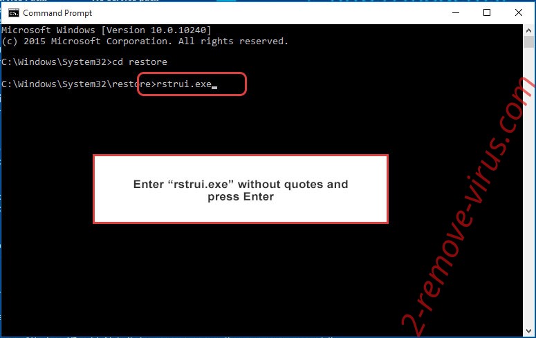 Delete Pouu ransomware - command prompt restore execute
