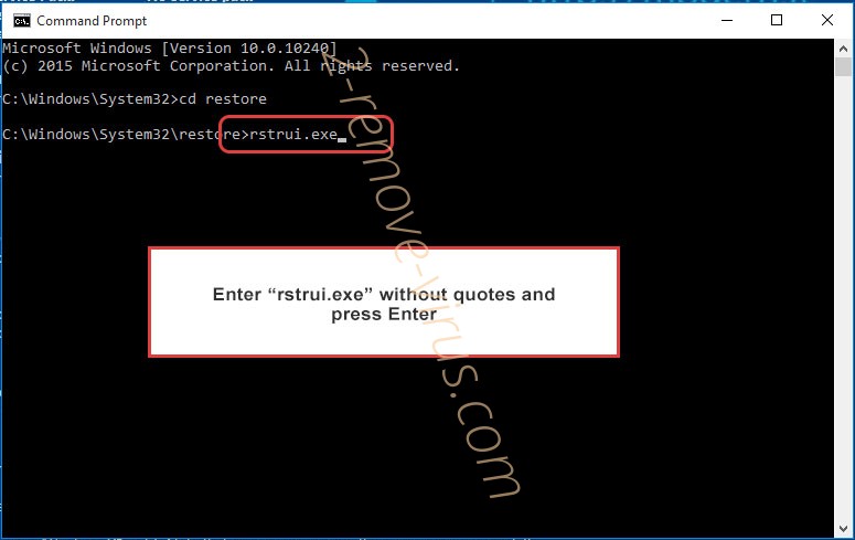 Delete AUF Ransomware - command prompt restore execute