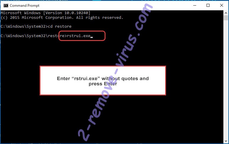 Delete Zouu ransomware - command prompt restore execute