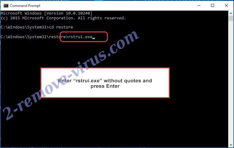 Delete Cdaz Ransomware - command prompt restore execute