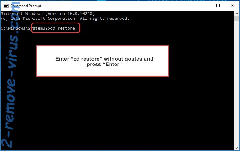 Uninstall Loov Ransomware - command prompt restore