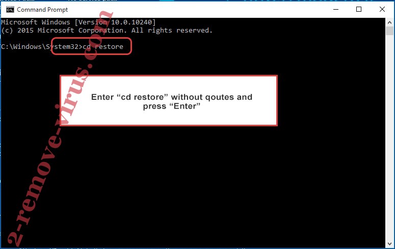 Uninstall FUCKMEDADDY Ransomware - command prompt restore