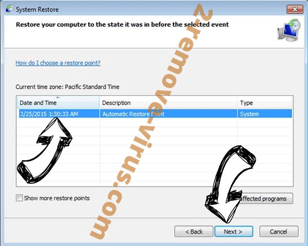 .MZP ransomware - restore point