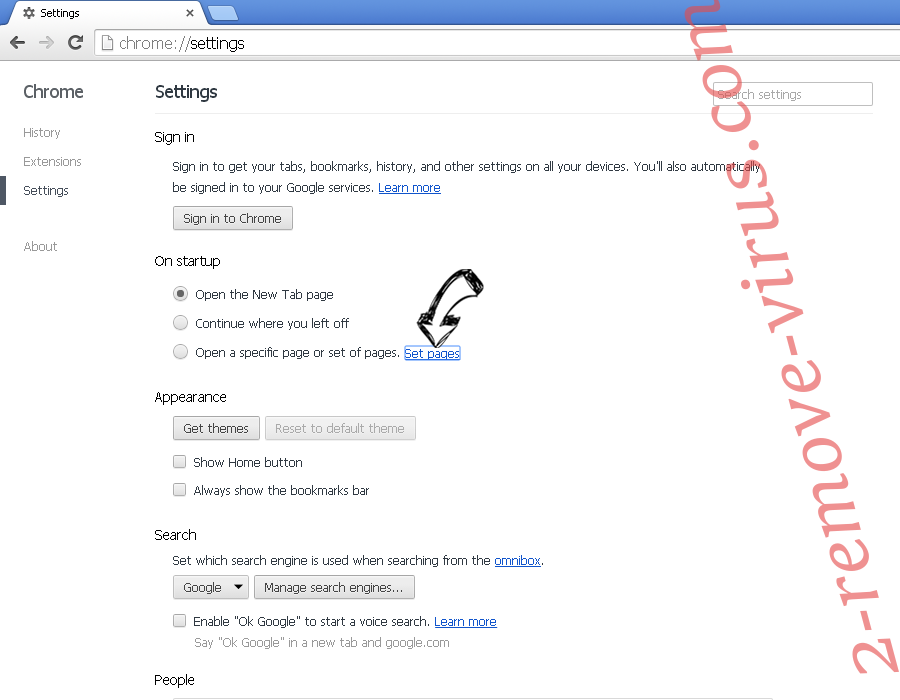 Searchzweb.com Chrome settings