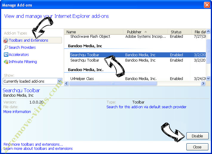 Search.so-v.com IE toolbars and extensions