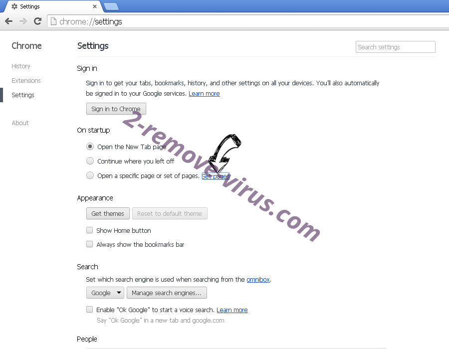 Youmainpage.org Chrome settings