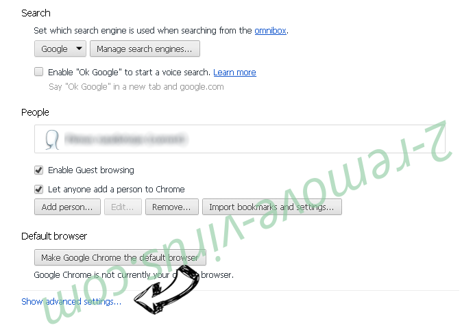 Apple “Warning Virus Detected” virus Chrome settings more