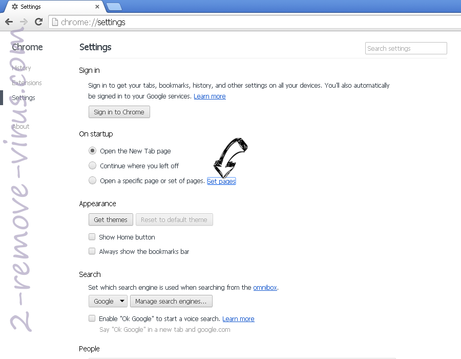 Search.Volfind.com Chrome settings