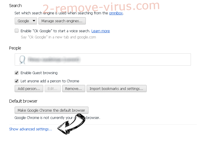Project Free TV Adware Chrome settings more