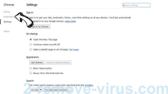 Shiftsearch.me Virus Chrome settings