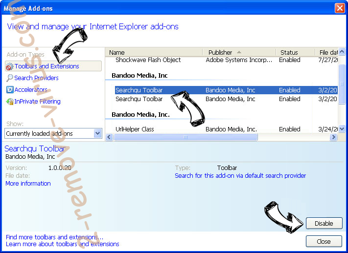 Shiftsearch.me Virus IE toolbars and extensions