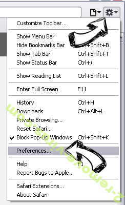 Shiftsearch.me Virus Safari menu