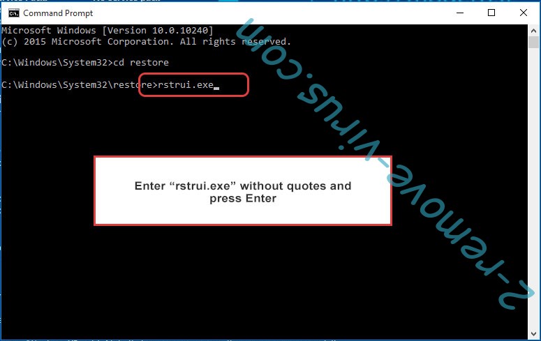 Delete DODO Ransomware - command prompt restore execute