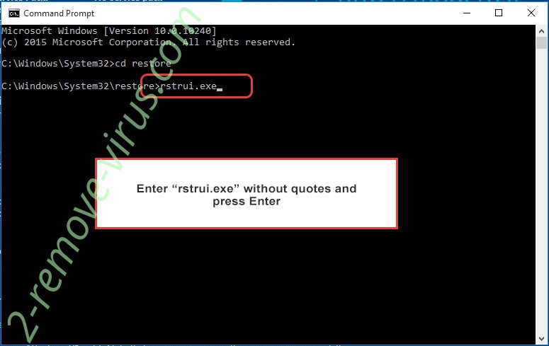 Delete V3NOM Ransomware - command prompt restore execute