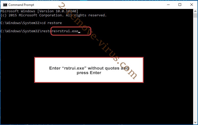 Delete Eking virus and unlock .Eking files - command prompt restore execute