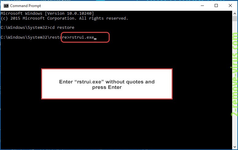 Delete Rietspoof malware - command prompt restore execute