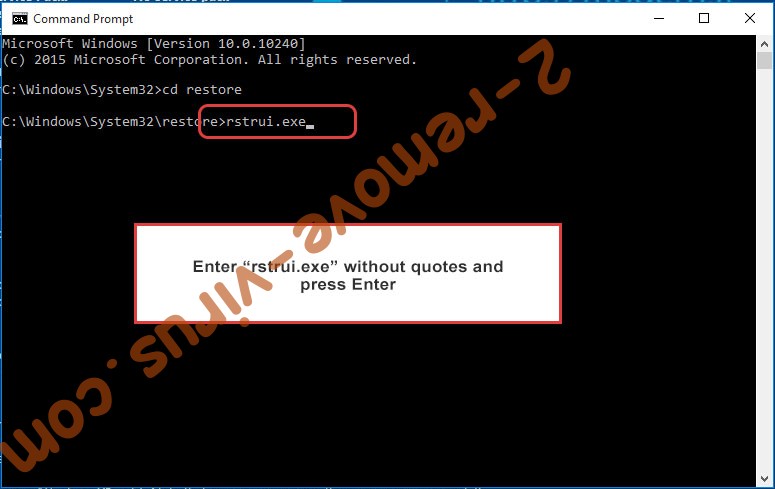 Delete SERVO99 ransomware - command prompt restore execute