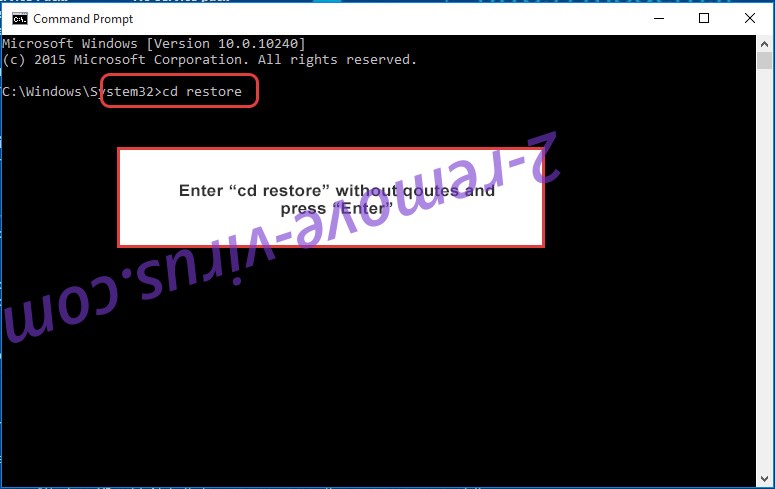 Uninstall DODO Ransomware - command prompt restore