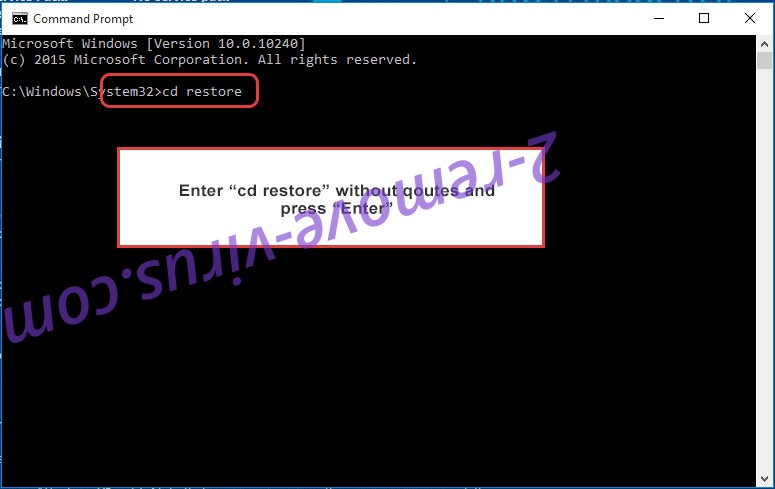 Uninstall Shade ransomware - command prompt restore