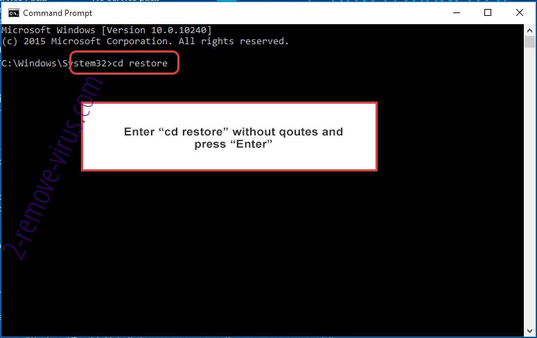 Uninstall Coom ransomware - command prompt restore