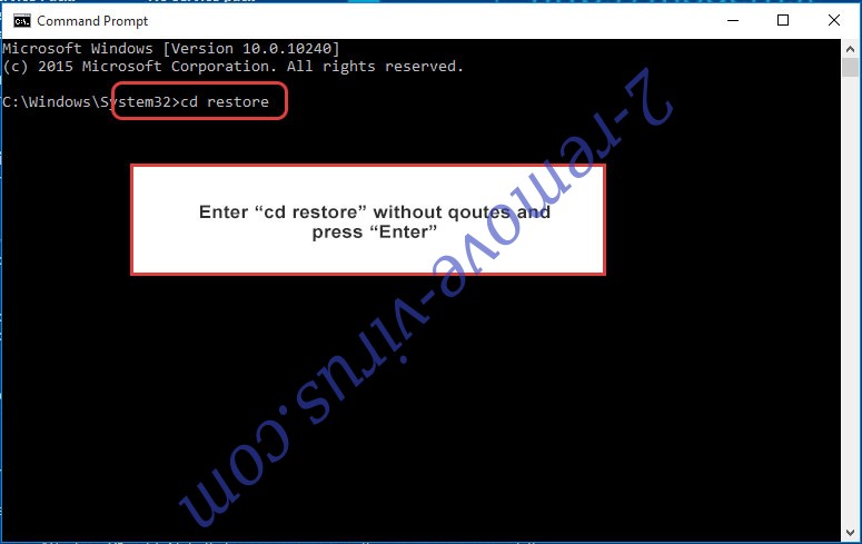 Uninstall Trojan.Meredrop - command prompt restore