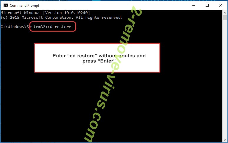 Uninstall Pewcrypt ransomware - command prompt restore