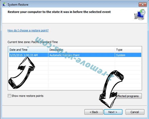 LOCKME Ransomware - restore point