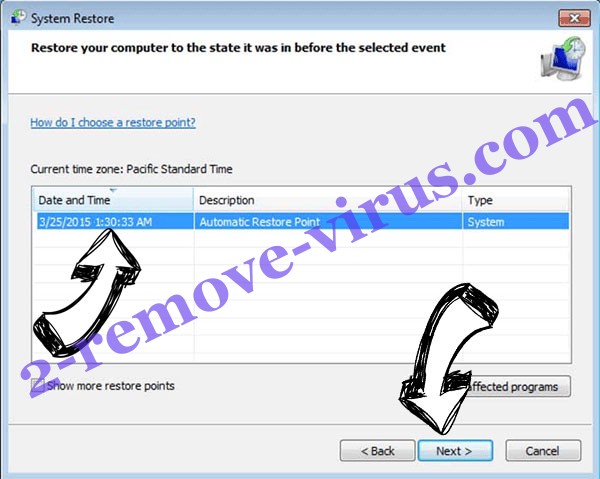 SERVO99 ransomware - restore point