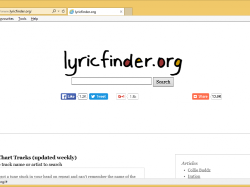 Rimuovere Lyricfinder.org