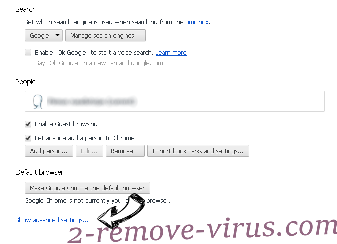 LaunchPage.org Virus Chrome settings more